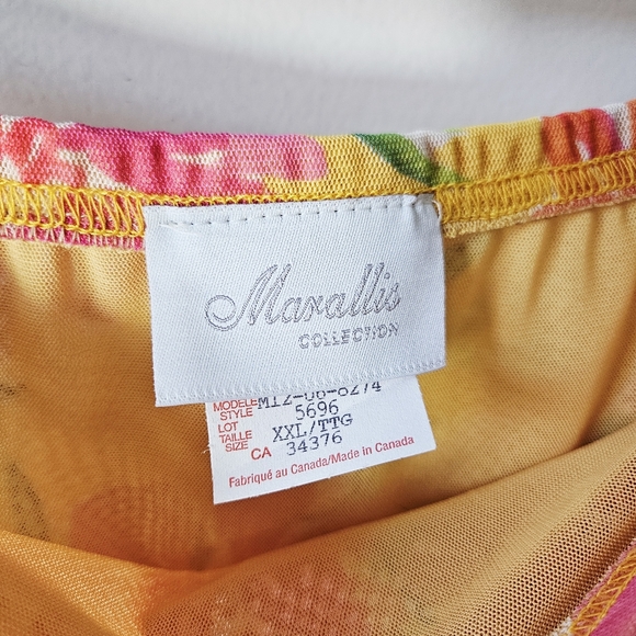 NWT Vintage Marallis Hibiscus Tiered Maxi Skirt Size XXL Floral Tropical NOS - Picture 3 of 3